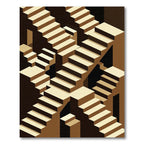 Escher Inspired Geometric Staircase Area Rug