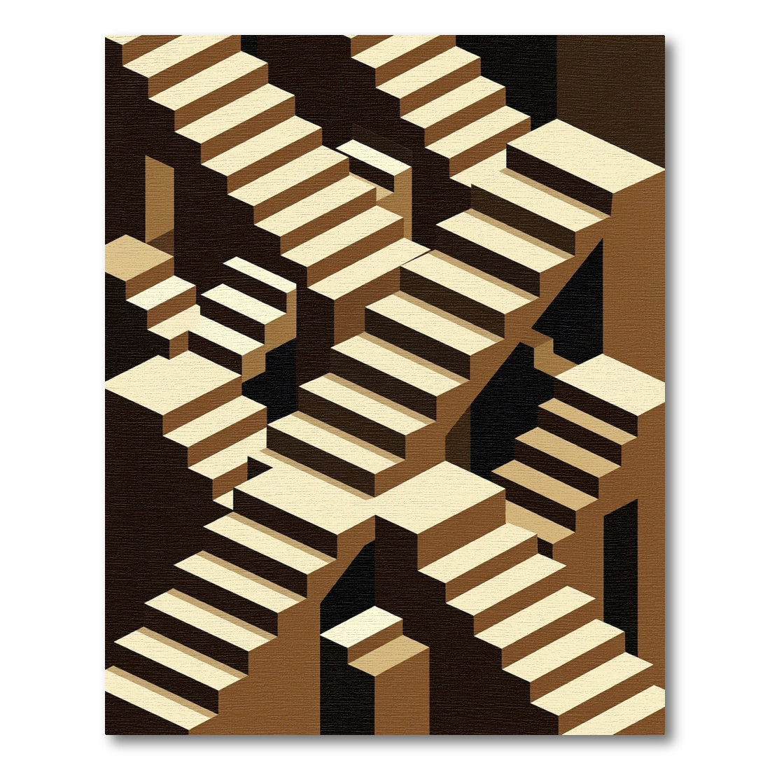 Escher Inspired Geometric Staircase Area Rug