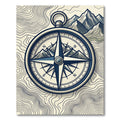 Vintage Alpine Compass Mountain Map Rug