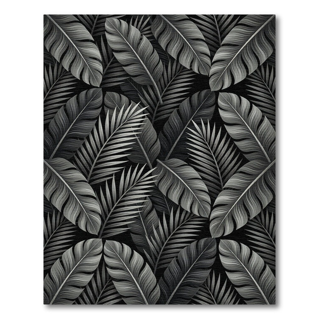 Monochromatic Tropical Leaf Collage Rug