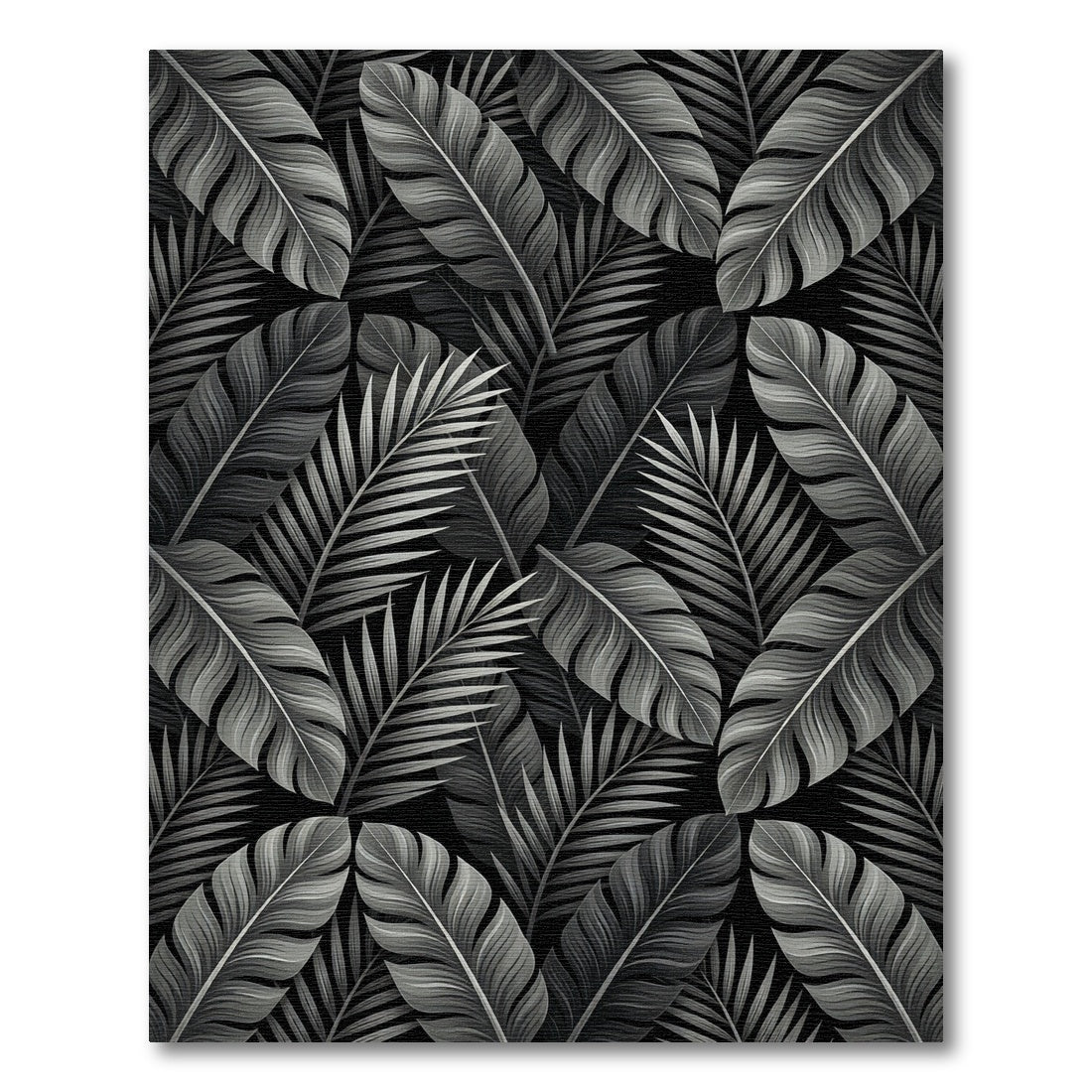 Monochromatic Tropical Leaf Collage Rug