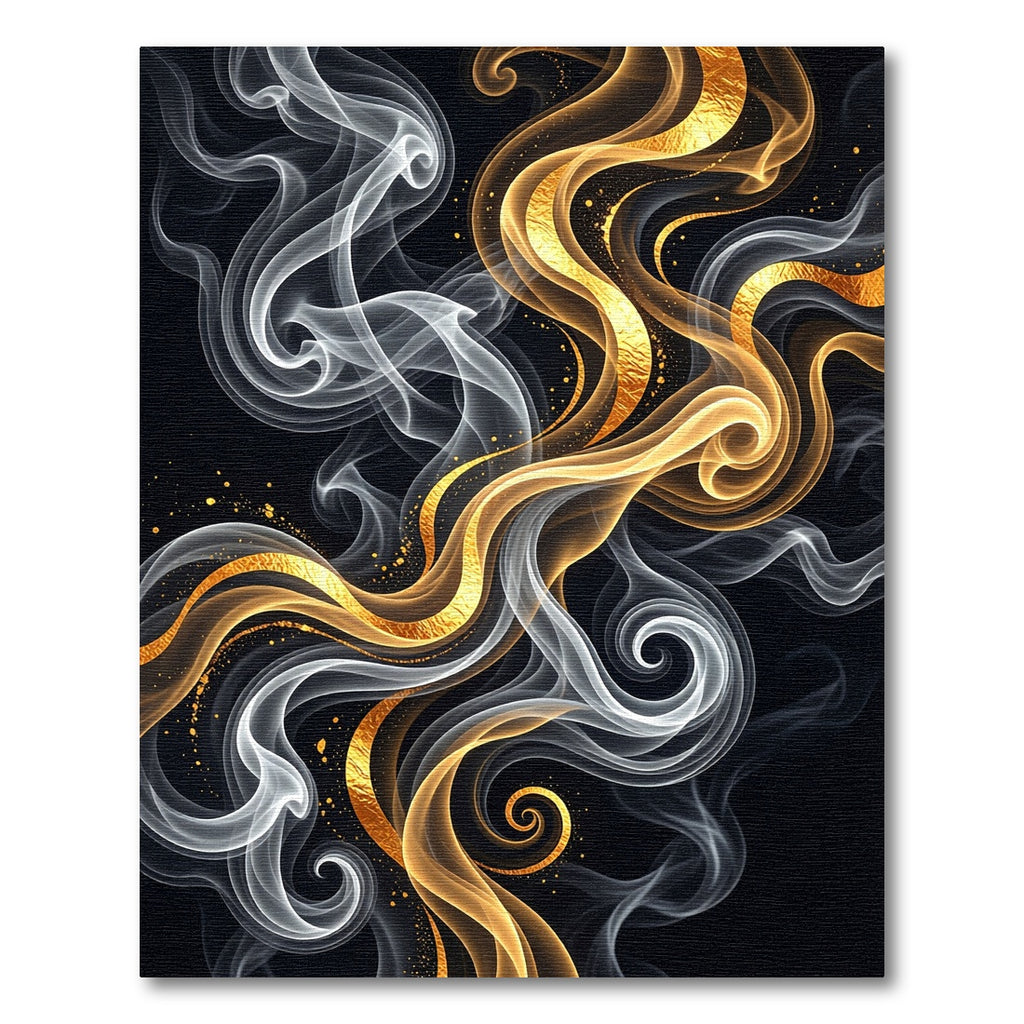 Golden Swirl Abstract Smoke Art Rug