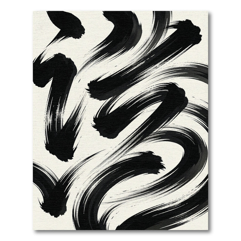 Modern Black Ink Abstract Swirl Rug