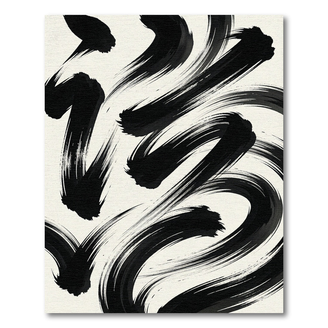 Modern Black Ink Abstract Swirl Rug