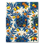 Vibrant Lemon Branch Tile Composition Rug