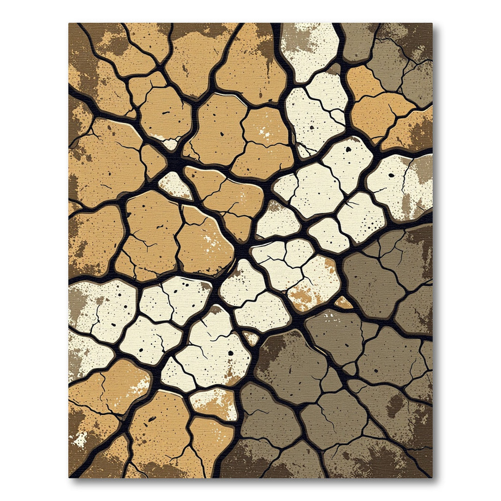 Earthy Cracked Earth Mosaic Rug