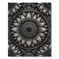 Rustic Metallic Sunflower Mandala Medallion Rug