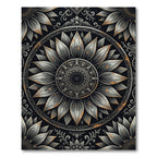 Rustic Metallic Sunflower Mandala Medallion Rug