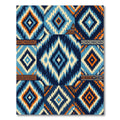 Geometric Indigo and Orange Diamond Tile Rug