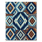 Geometric Indigo and Orange Diamond Tile Rug