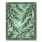 Willow Branch Botanical Art Nouveau Teal Rug