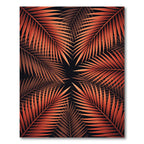 Vibrant Burnt Orange Palm Frond Abstract Rug