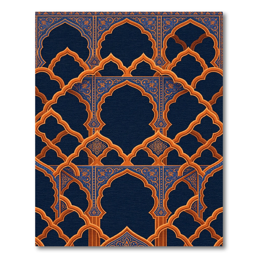 Ornate Azure Golden Archway Tapestry Rug