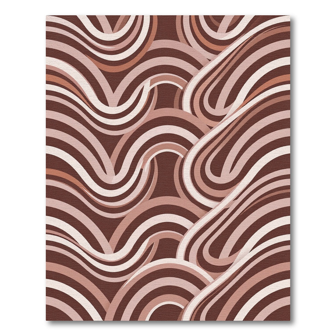 Modern Earthy Brown Swirling Wave Rug