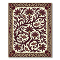 Crimson Floral Fish Vine Border Rug