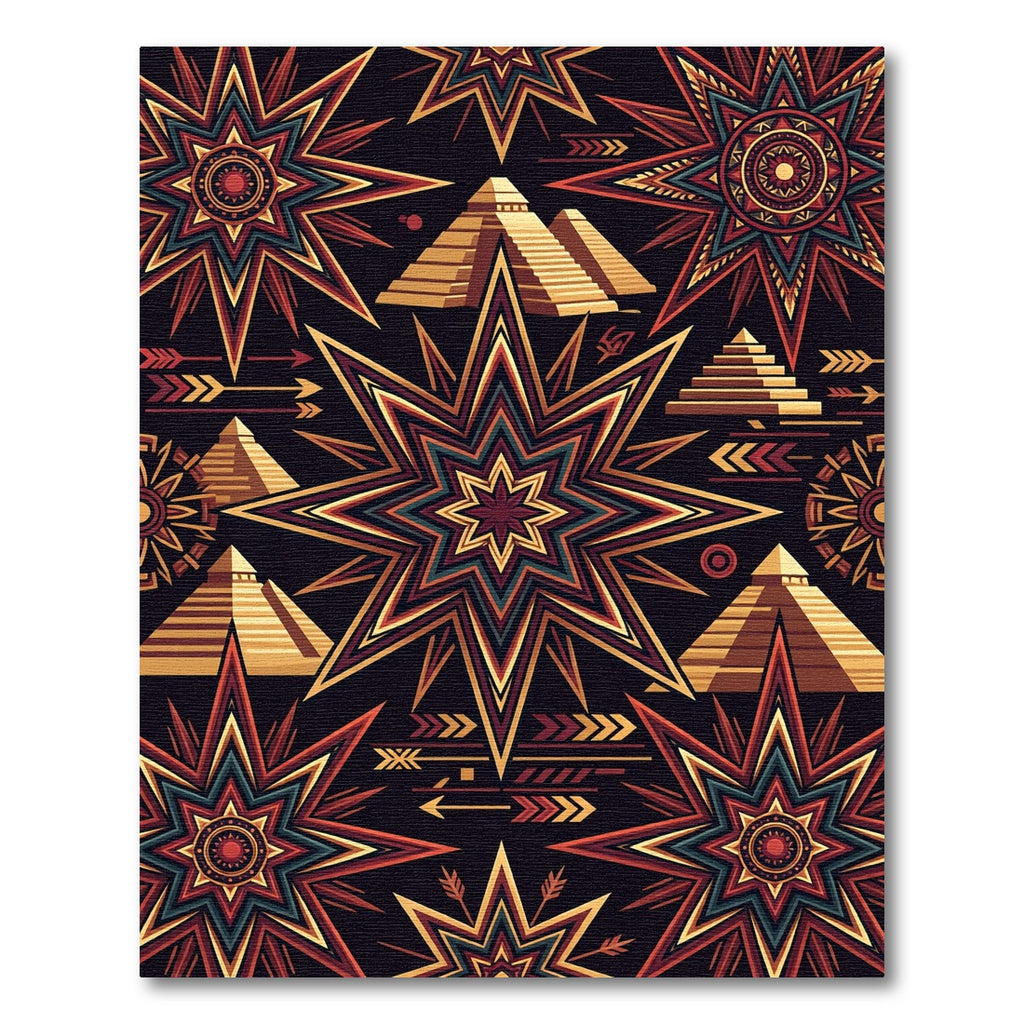Geometric Aztec Star Pyramid Tapestry Rug