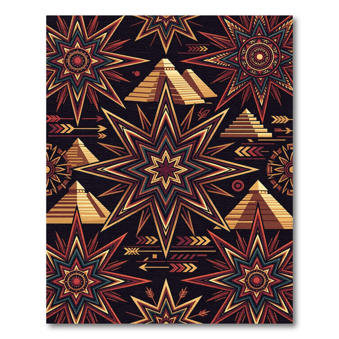 Geometric Aztec Star Pyramid Tapestry Rug