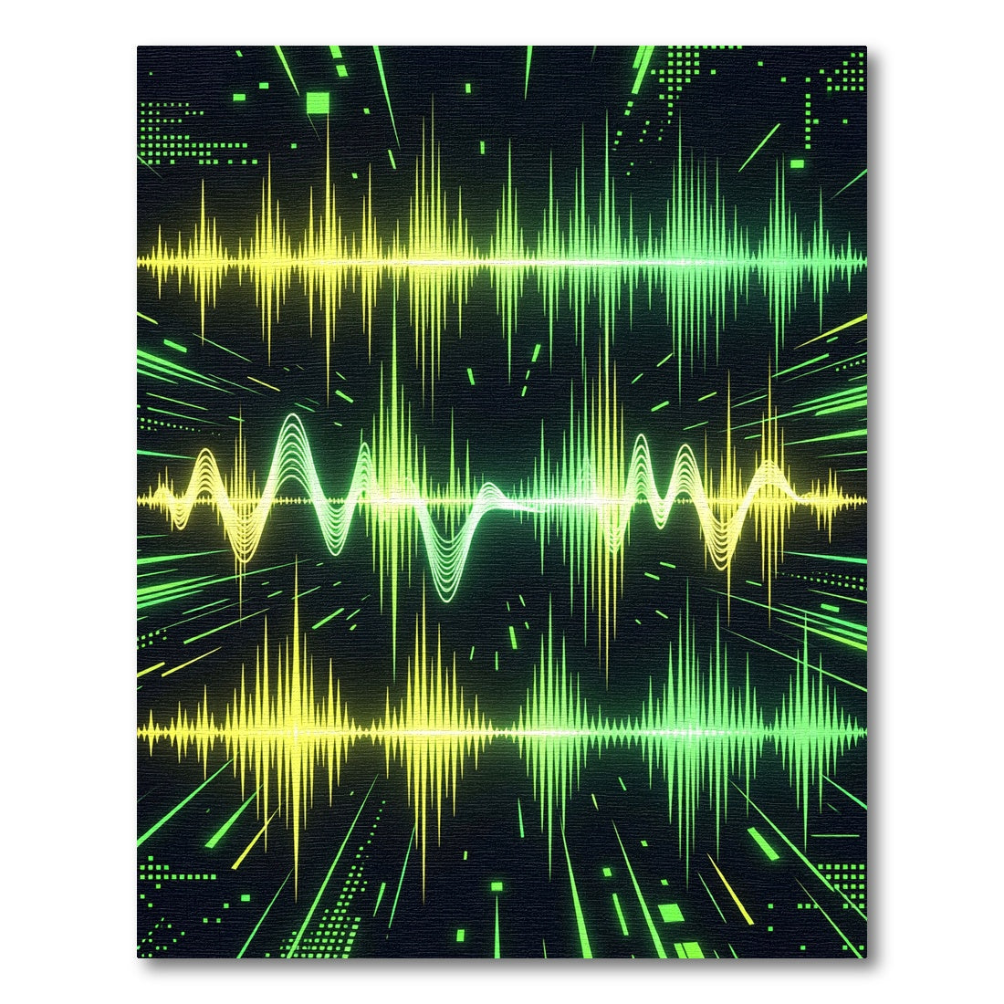 Electric Yellow Green Audio Wave Rug
