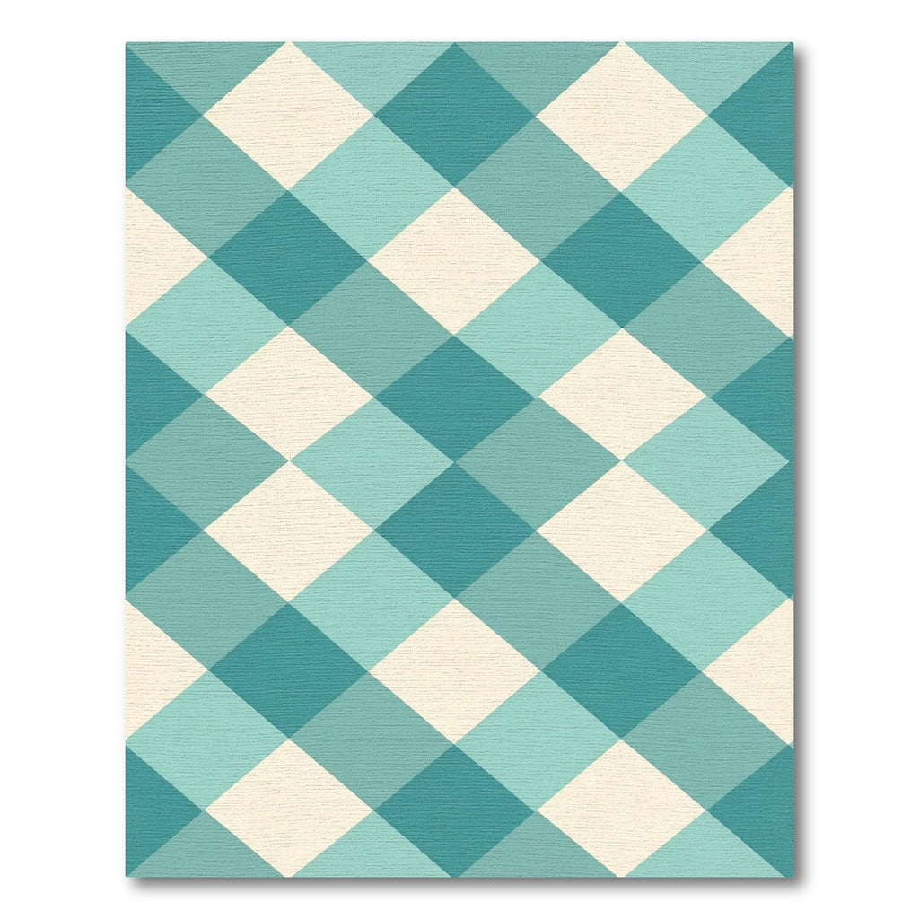 Teal And Cream Diagonal Gingham Check Rug