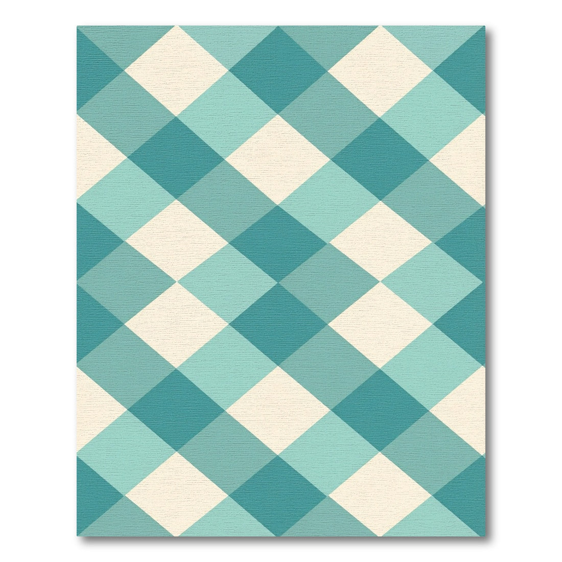 Teal And Cream Diagonal Gingham Check Rug