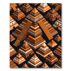 Tribal Orange Pyramid Geometric Composition Rug