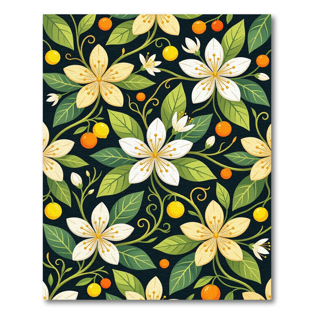 Botanical White and Yellow Citrus Bloom Rug