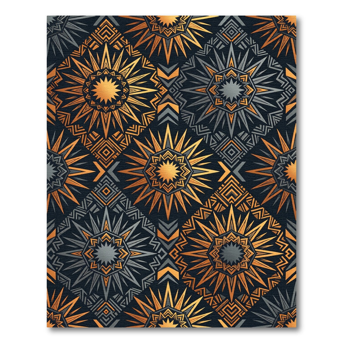 Shimmering Sunburst Geometric Medallion Rug