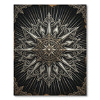 Ornamental Silver Sunburst Gothic Medallion Rug