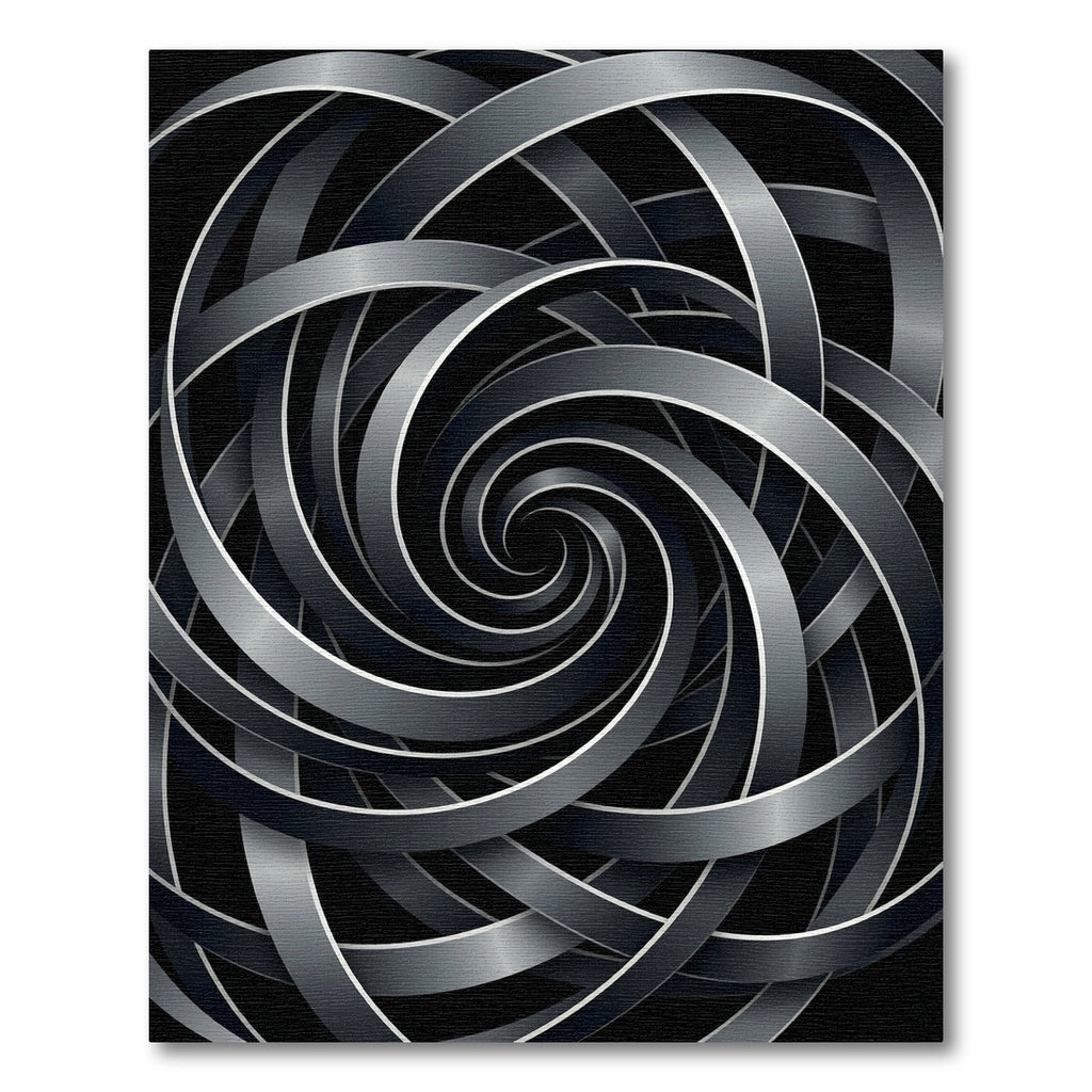 Gray Metallic Swirl Ribbon Vortex Rug