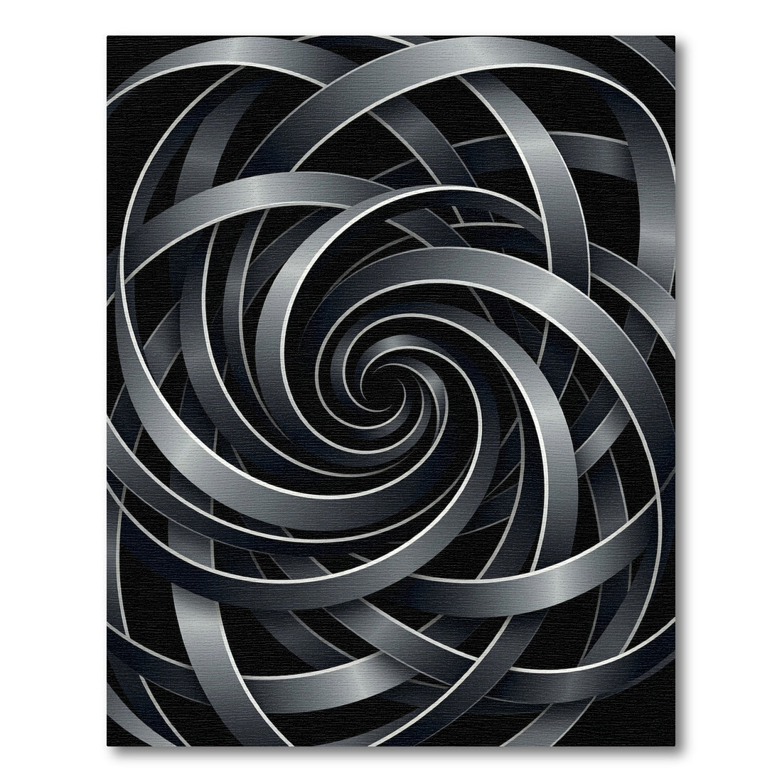 Gray Metallic Swirl Ribbon Vortex Rug