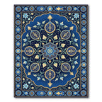 Cobalt Blue Celestial Fish Medallion Rug