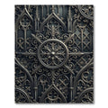 Gothic Charcoal Metallic Ornate Medallion Rug