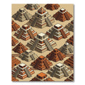 Isometric Terracotta Stone Mayan Pyramid Grid Rug
