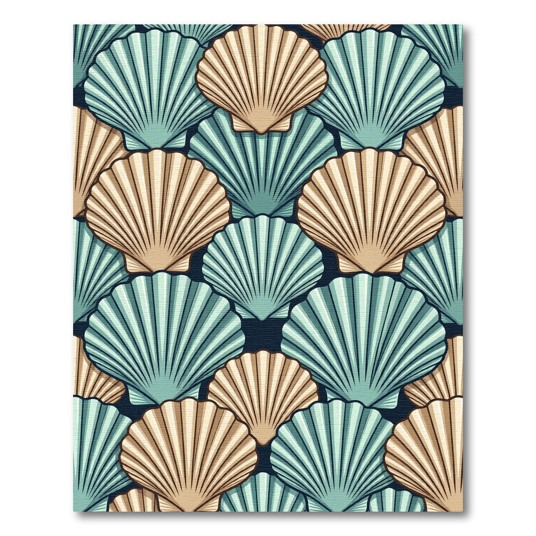 Aqua Tan Seashell Repeat Rug