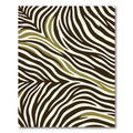 Modern Olive Green Zebra Animal Stripe Rug
