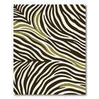 Modern Olive Green Zebra Animal Stripe Rug