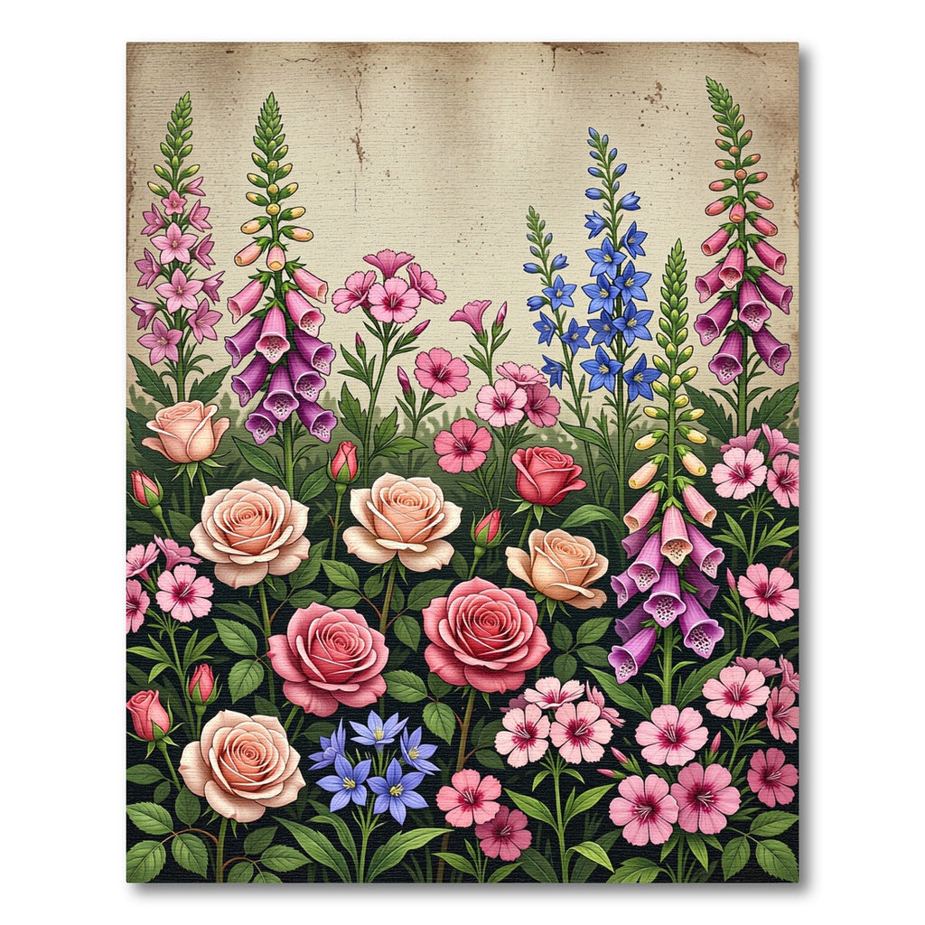 Vibrant Floral Garden Rose Patchwork Rug