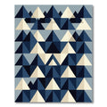 Midcentury Navy and Cream Geometric Triangle Rug