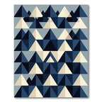 Midcentury Navy and Cream Geometric Triangle Rug