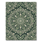 Intricate Sage Green Floral Medallion Rug