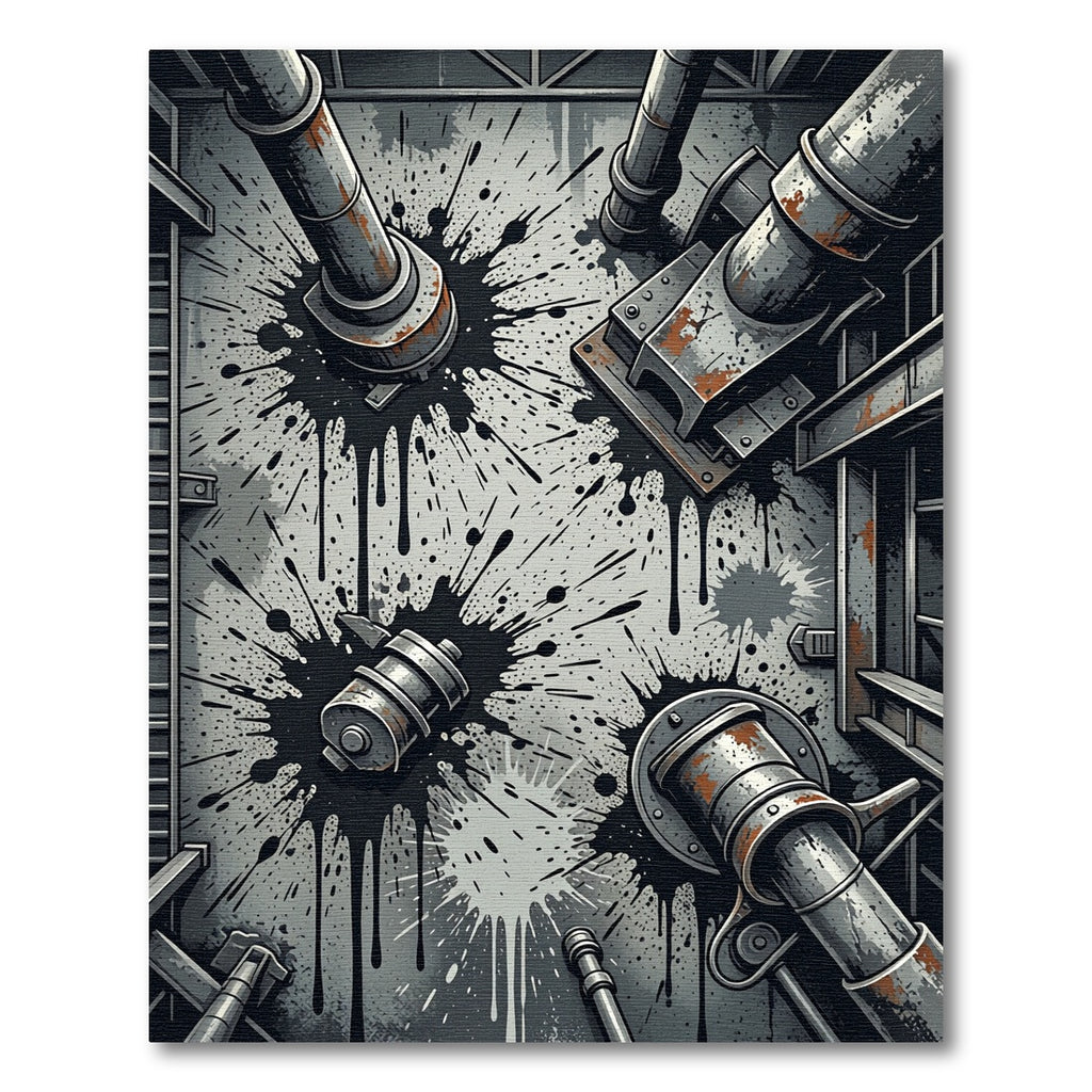 Industrial Grunge Black Ink Drip Splatter Rug