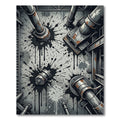 Industrial Grunge Black Ink Drip Splatter Rug