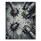 Industrial Grunge Black Ink Drip Splatter Rug