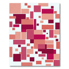 Crimson Coral Rectangles Composition Rug