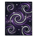 Cosmic Purple Silver Galactic Swirl Rug