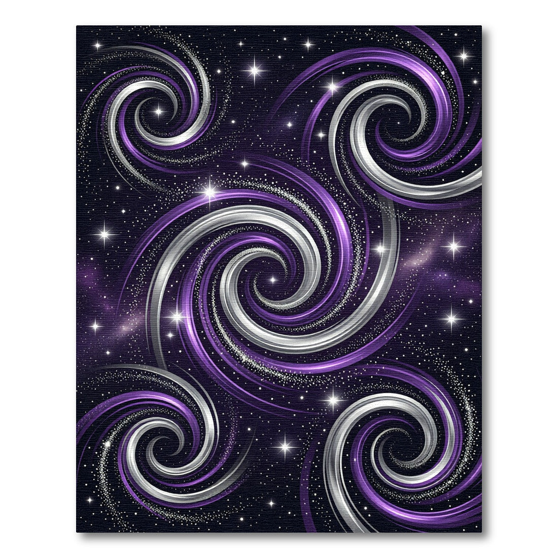 Cosmic Purple Silver Galactic Swirl Rug