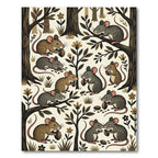 Whimsical Woodland Mice Sepia Forest Rug