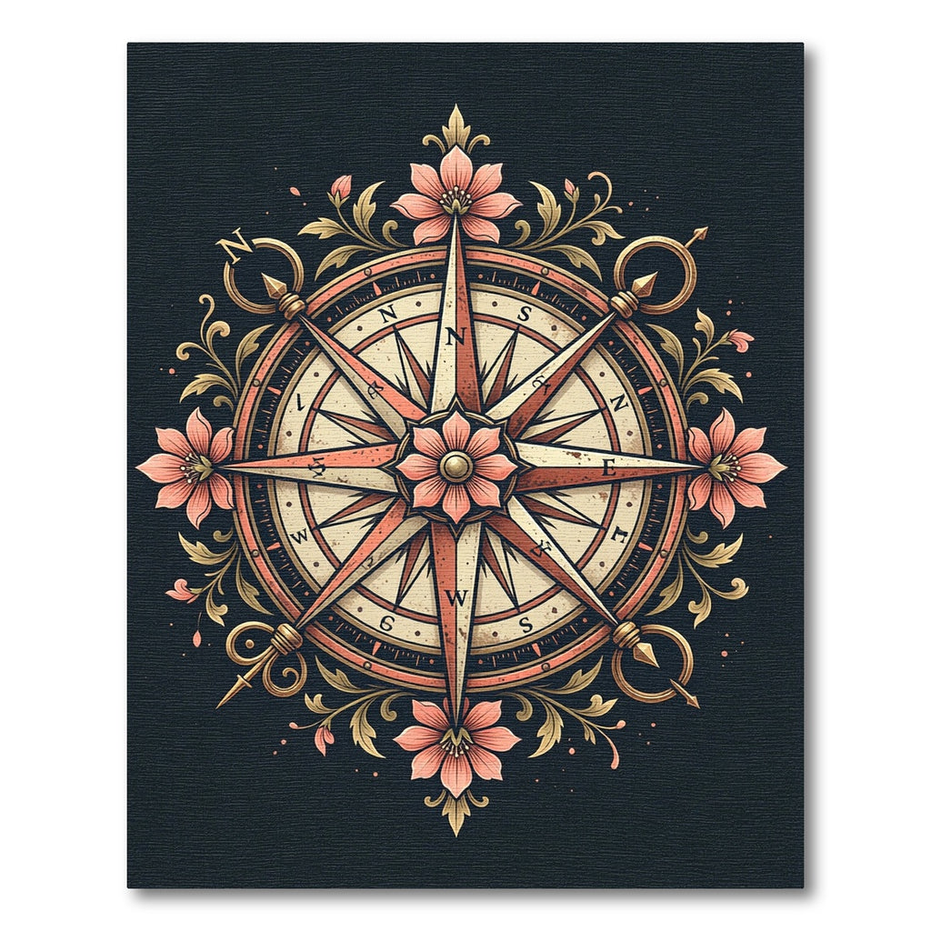 Coral Pink Compass Floral Embossing Rug