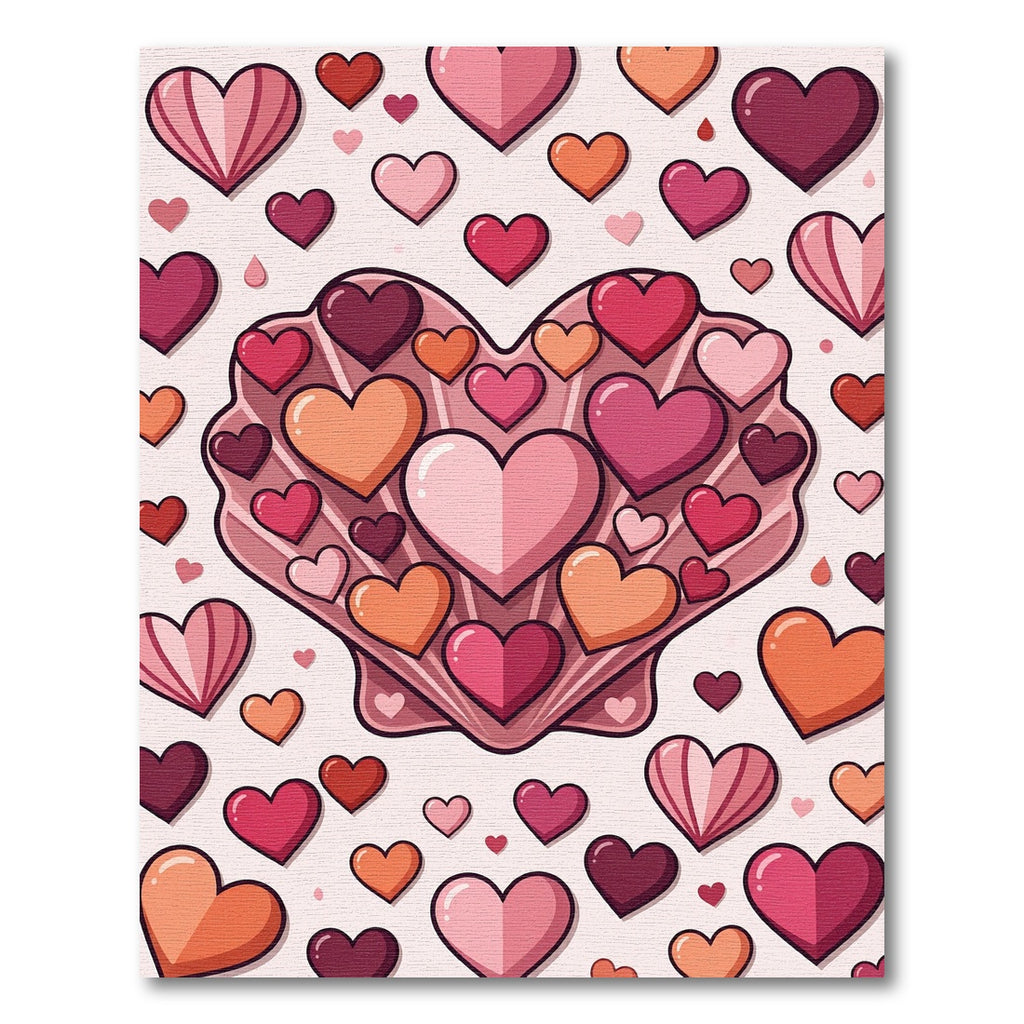 Whimsical Pink Heart Shell Illustration Rug