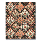 Coral Floral Quatrefoil Lattice Rug